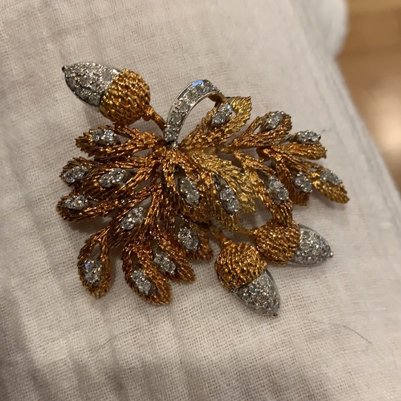 18 kt gold & diamond pin / pendant - Picture 3 of 5